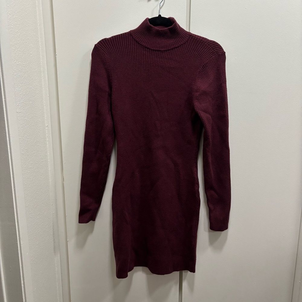 Abercrombie & Fitch Women’s Sz Large Petite Maroon Red Long Sleeve Sweater Dress